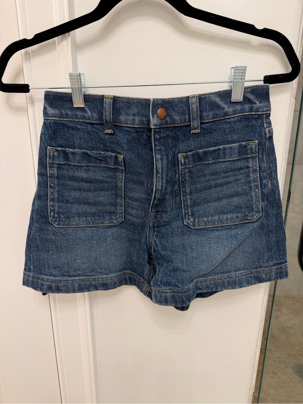 Madewell Dark Blue Denim Patch-Pocket Shorts